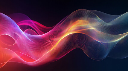 Fototapeta premium Abstract colorful waves illustrating dynamic motion in a digital art style at night
