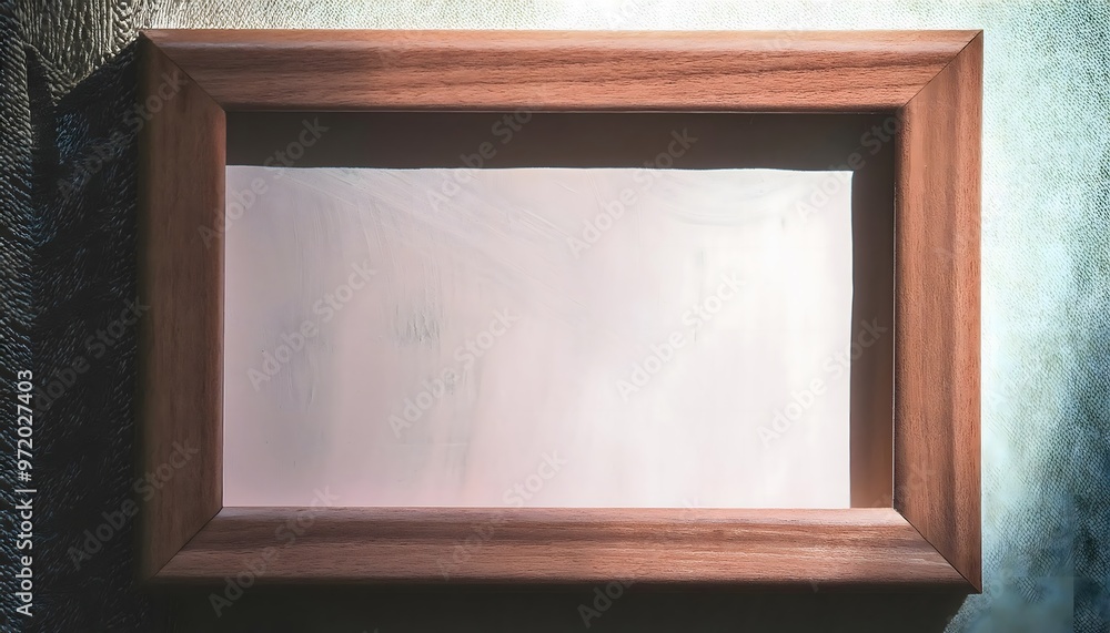 Poster 3d rendering of an empty picture frame in a small room.