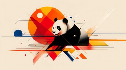 Fototapeta premium Geometric Panda Abstract Art Illustration