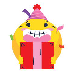 birthday emoji with giftbox
