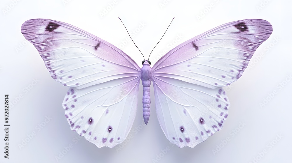 Poster 95. a realistic 3d render of a delicate lavender butterfly with detailed wing patterns, isolated on 