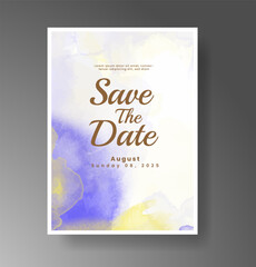 Wedding invitation with Abstract splashed watercolor background