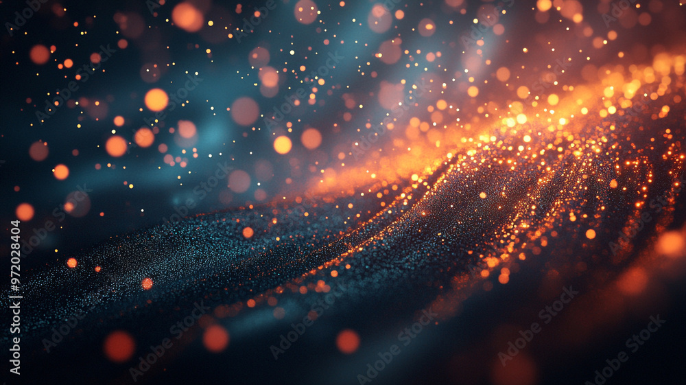 Poster magical swirling particles create a mesmerizing effect in a dark and colorful abstract illustration
