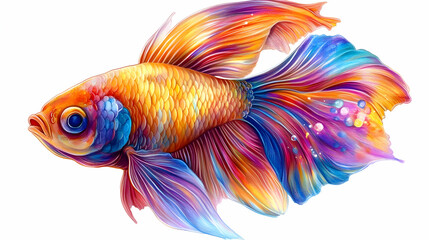 Fototapeta premium Colorful Betta Fish Illustration