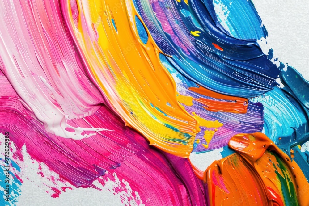 Poster colorful abstract paint strokes, vibrant textures and artistic expression in multicolored hues high 
