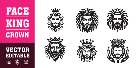 face king crown man vector illustration sillhoute