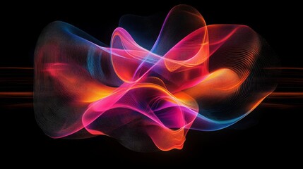Obraz premium Abstract Colorful Wavy Lines on Black Background