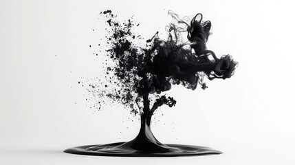 Black Ink Explosion Abstract Art Design