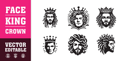 face king crown man vector illustration sillhoute