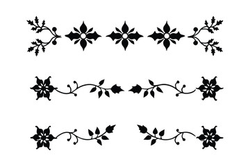 Silhouette floral Christmas border vector design.