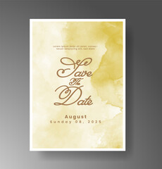 Wedding invitation with Abstract splashed watercolor background