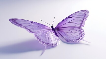 Obraz premium 75. A detailed 3D render of a purple butterfly with fine wing patterns, isolated on a pristine white background