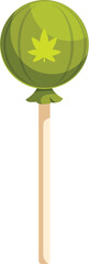 Green spherical lollipop featuring a cannabis leaf, embodying the concept of marijuana legalization