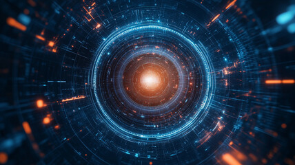 Obraz premium Dynamic abstract illustration of a glowing vortex with circular patterns and glowing lines