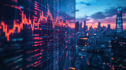 Naklejka premium Bitcoin Futures Trading,abstract binary background,Computer Screen with Nasdaq Composite Market Analytics