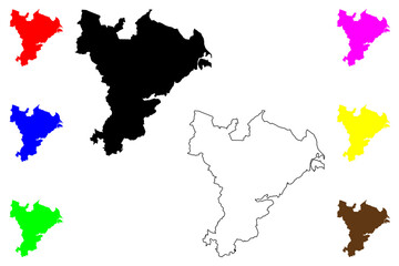 Obraz premium Schleswig-Flensburg district (Federal Republic of Germany, rural district, Free State of Schleswig-Holstein, Slesvig Holsten) map vector illustration, scribble sketch Schleswig Flensburg map