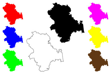 Fototapeta premium Schwabach city (Federal Republic of Germany, Urban district Middle Franconia, Free State of Bavaria) map vector illustration, scribble sketch Schwabach map