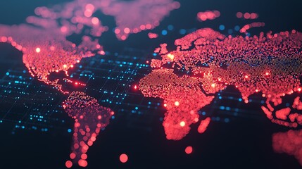 Interactive map of global e-commerce activity, close-up on real-time data points and transactions, dynamic and informative