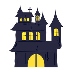 halloween creepy castle cartoon