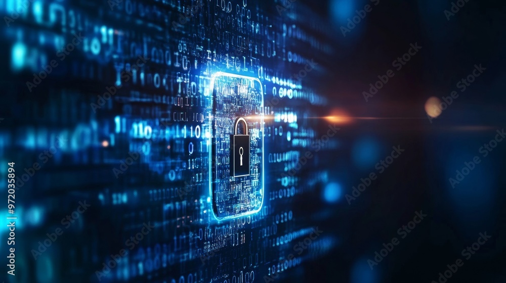 Poster cyber security and data protection concept