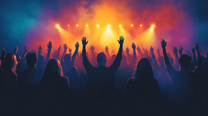 Silhouette of a slender girl enjoying a concert, captured from behind. The image conveys freedom, joy, and the liberating experience of live music and celebration