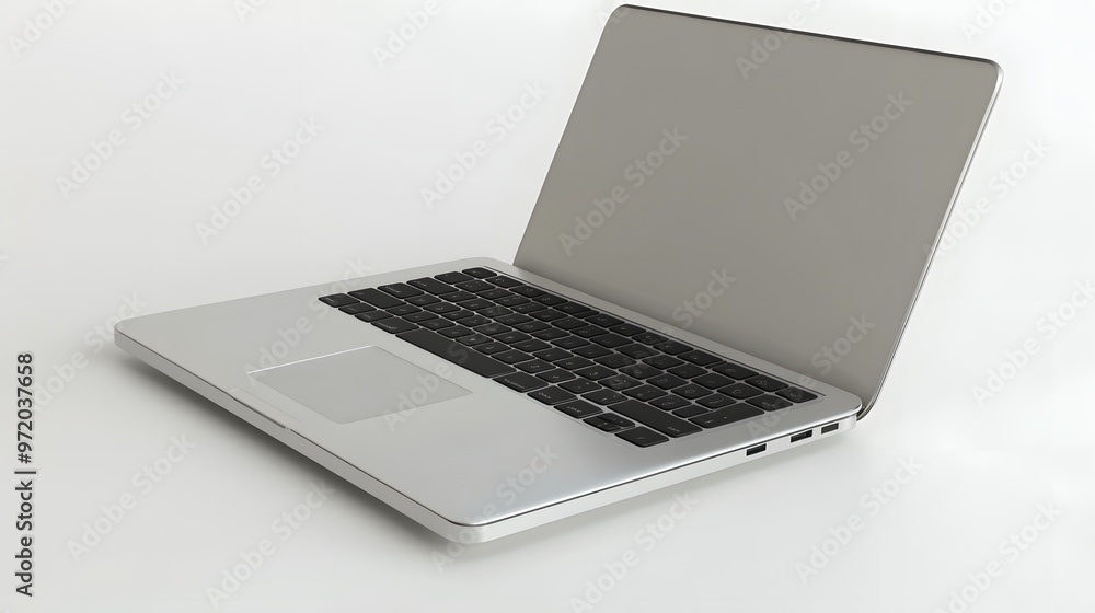 Poster 19. a realistic 3d render of a sleek modern laptop with a closed lid, isolated on a pristine white b
