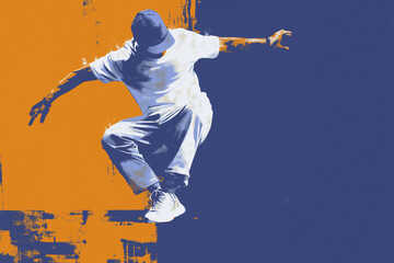 Naklejka premium Energetic Dance Step with Orange Vibe