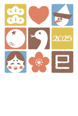 Fototapeta premium 巳年2025の年賀状素材（賀詞・添え書きなし）
