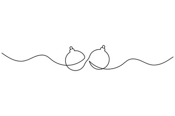 Christmas ball continuous one line drawing of isolated outline vector art icon