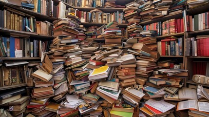 A Room Overflowing with Books and Paperwork