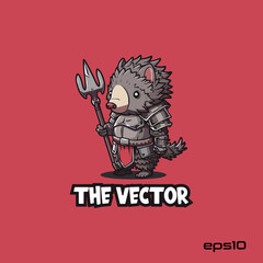 Fototapeta premium Hedgedog Warrior logo, vector, mascot, character, cartoon, illustration, eps10