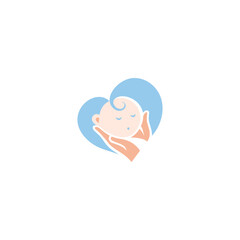 love soft hands baby mascot logo sleeping cloud comfortably. Sweet dream illustrations.