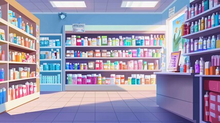 Modern pharmacy with a good variety of medications and cosmetics for everyone