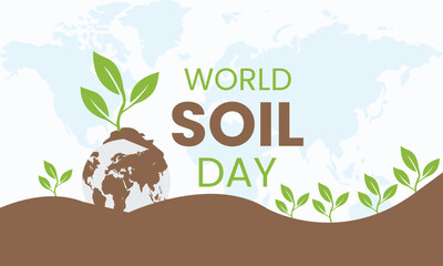 Promote world soil day with a globe, plant, and map to raise awareness for environment