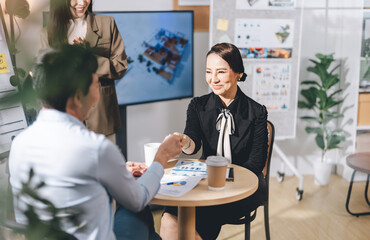 Business people handshake agree to investment innovation sustainable project