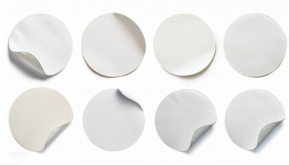 Set off blank white round paper sticker label