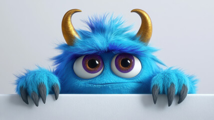 Fototapeta premium Fluffy Monster Peeking.
