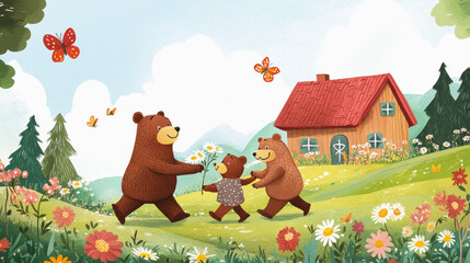 Obraz premium Bear Family Home.