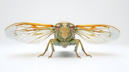 Obraz premium 30. A lifelike 3D render of a cicada with prominent wings, isolated on a pristine white background