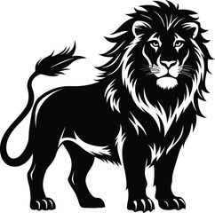 black lion vector illustration silhouette, Print