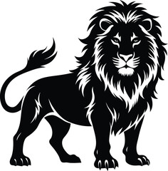 Fototapeta premium black lion vector illustration silhouette, Print
