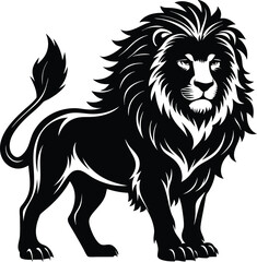 Fototapeta premium black lion vector illustration silhouette, Print