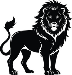 Fototapeta premium black lion vector illustration silhouette, Print
