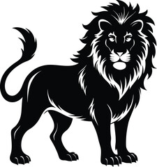 Fototapeta premium black lion vector illustration silhouette, Print