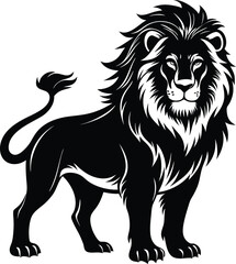 Obraz premium black lion vector illustration silhouette, Print