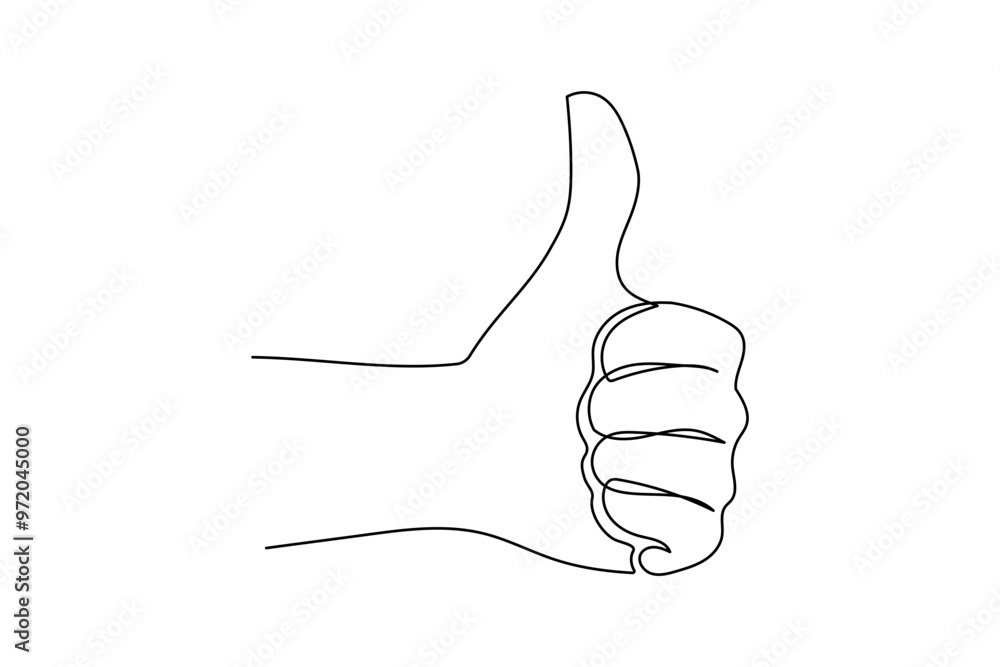 Leinwandbilder thumb up in one continuous line drawing. hand showing like and great sign in simple linear style. fi