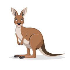 Cartoon Kangaroo Vector Illustration. Cute and Playful Marsupial Animal with Brown Fur and Long Tail on White Background