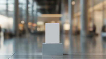 blank book on a sleek pedestal, symbolizing innovation, creativity, and the beginning of new ideas. Perfect for illustrating themes of growth, potential, and storytelling