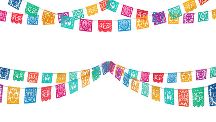 Paper art flags dead festival moving paper Mexican_ Hanging decoration_transparent background_style A_(paper art by AI, composed by human)	