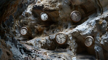 Multiple exciting current clocks on the surface of a cave